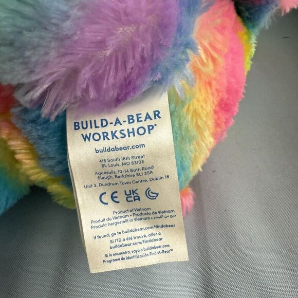Build a Bear Plush 16” Rainbow Stripe Teddy Bear Musical Sound - Picture 5 of 6